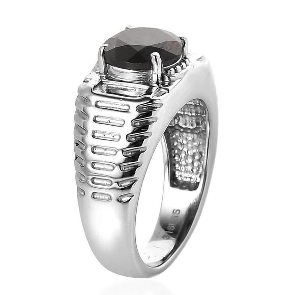 MENS 10 NWT BLACK SPINEL RING IN STAINLESS STEEL 3.60ctw - Picture 13 of 15
